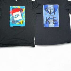 Nike Black Tees with Vibrant Graphic Designs